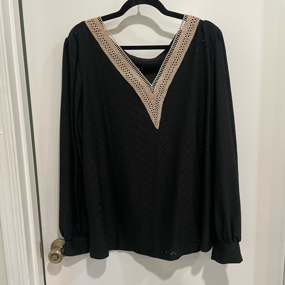 Elegant Black V-Neck Women's Top